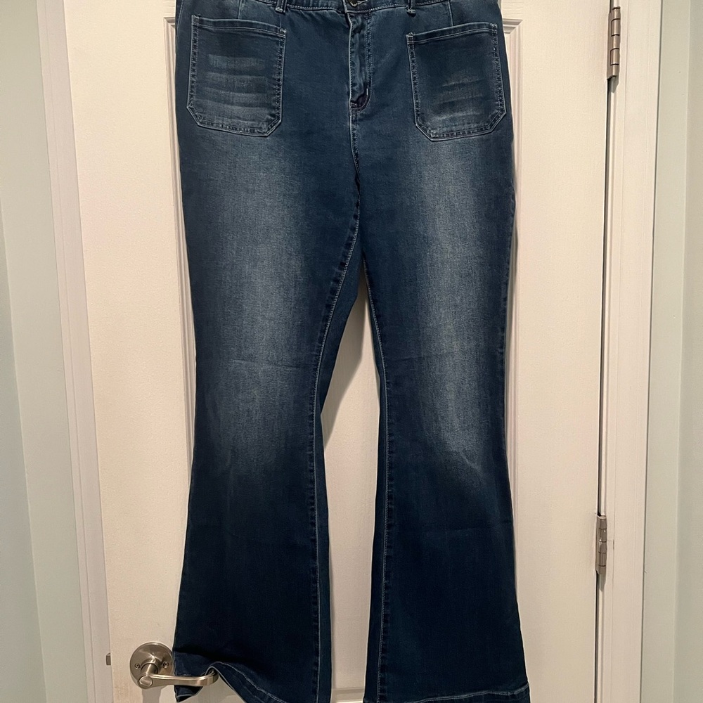 Dark Blue Flare Jeans for Women